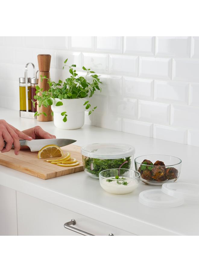 Zaboon Food container with lid, set of 3, glass - Image 2