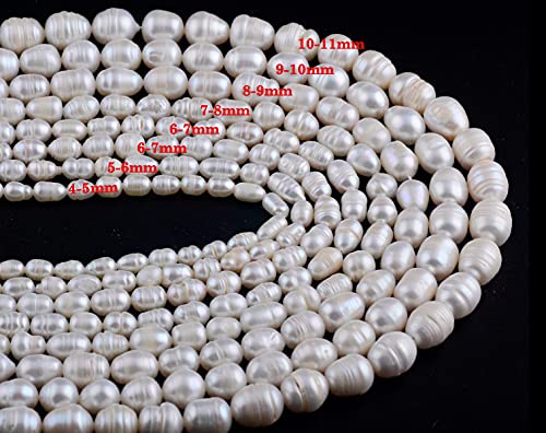 Eswala Pearls Beads for Jewelry Making 100pcs 9-10mm Natural Genuine Real Freshwater Cultured Pearl White Rice Oval Loose Gemstone Bead Holes 0.7mm Crafts Necklaces Bracelets Earrings (White, 9-10mm) - Image 4