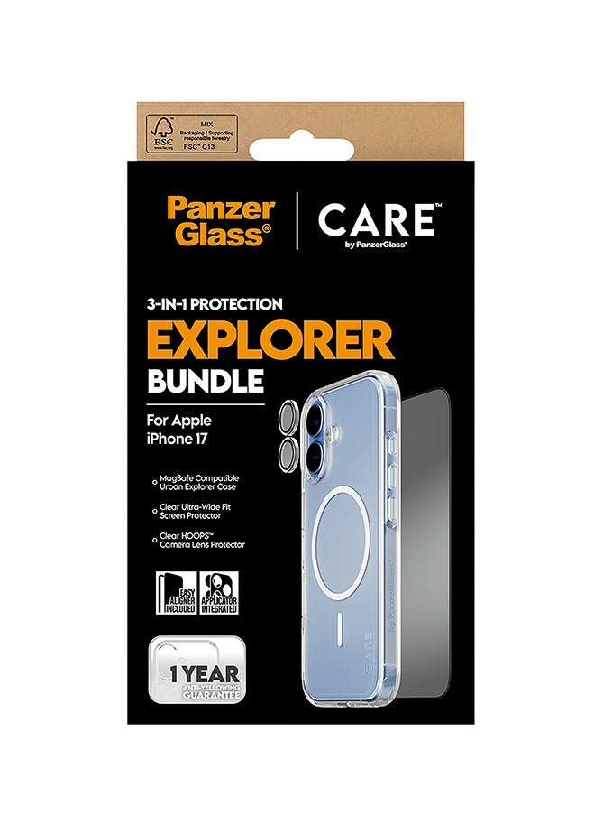 بانزرجلاس بكج حماية بانزر جلاس CARE يدعم MagSafe اكسبلورر 3 في 1 ايفون 17 - شفاف - Image 4