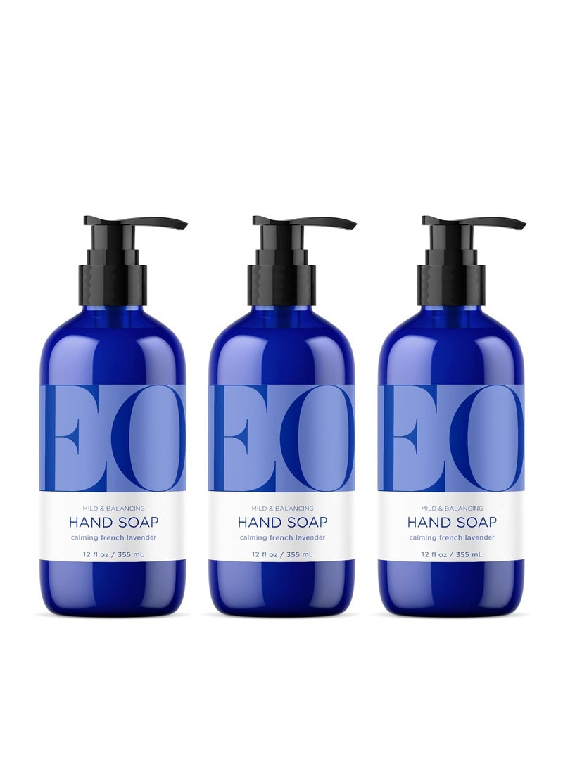 EO EO Liquid Hand Soap 12 Ounce Pack of 3 French Lavender Organic PlantBased Gentle Cleanser with Pure Essential Oils 