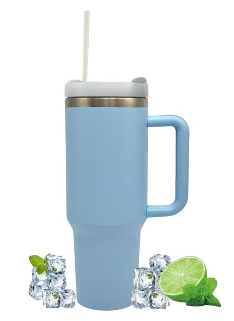 Insulated Thermal Mug with Handle for Hot or Cold Drinks (Blue)
