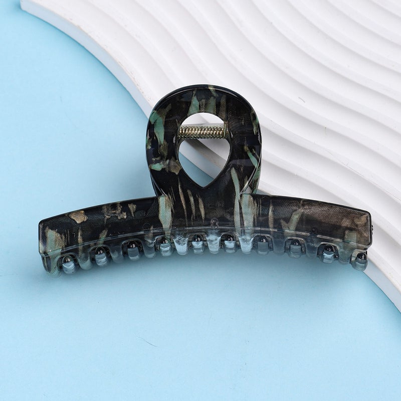 Generic New Oil Painting Hair Claw Large Capacity11 a word clip drop ink black green 11 a word clip drop ink black green