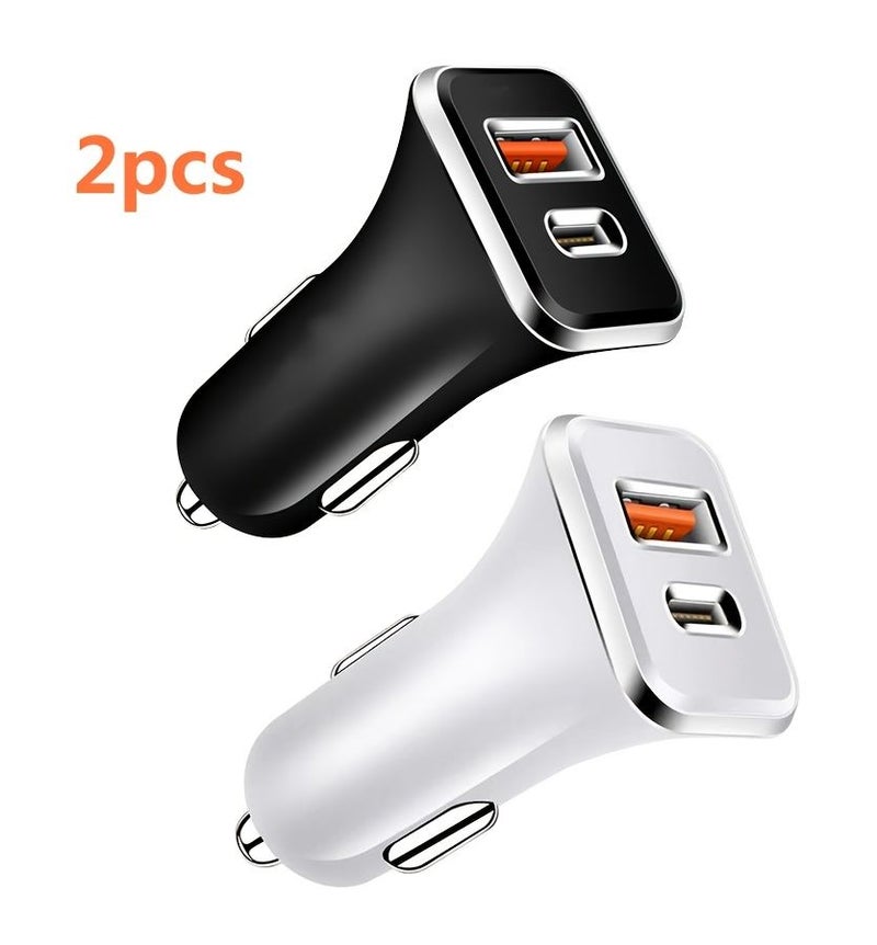 شاحن سيارة أبيض صغير بمنفذ USB-C مع محول شحن سريع بقدرة 3.1 أمبير (PD) ومقبس طاقة للمركبة والمكتب والمدرسة، هدية عيد ميلاد - Image 1