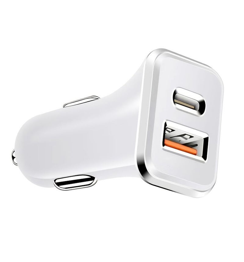 شاحن سيارة أبيض صغير بمنفذ USB-C مع محول شحن سريع بقدرة 3.1 أمبير (PD) ومقبس طاقة للمركبة والمكتب والمدرسة، هدية عيد ميلاد - Image 2