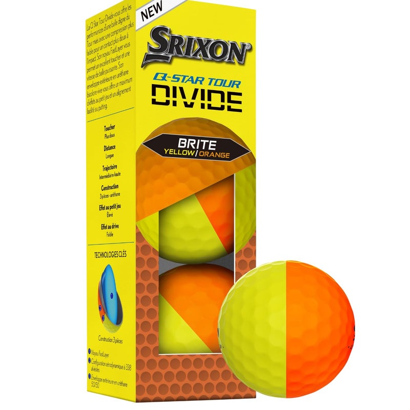 Srixon Q-Star Tour Divide Golf Balls, Orange/Yellow - Image 5