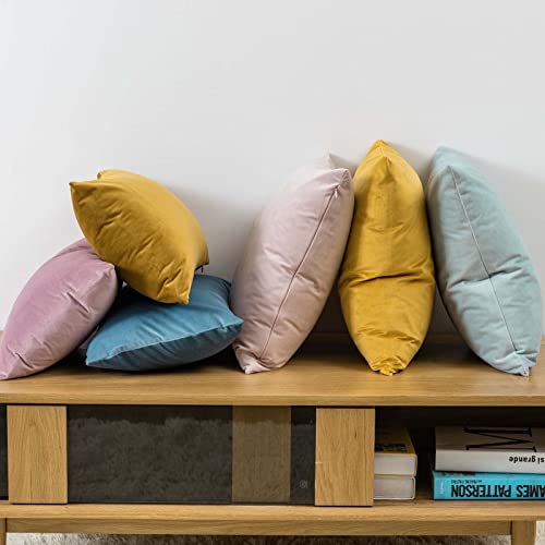 JUSPURBET Couch Pillow Covers Set of 2 Decorative Velvet Throw Pillow Covers Cases 18x18 inch for Modern Farmhouse Home Decor Soft Cushion Covers Cases with Hidden Zipper for Sofa Bed Mustard Yellow - Image 3