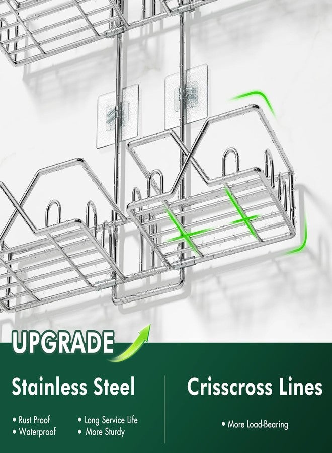 Sewulidon Stainless Steel Shower Caddy for Handheld Shower Heads,Rustproof Hose Shower Organizer Adjustable Length Shower Rack with 24 Hooks,Razor Holder,Soap Holder - Image 2