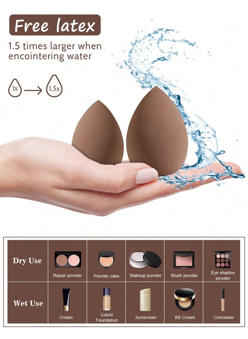 Miamia 50 Pcs  Multi-Functional Makeup Sponge Blender Set, Soft and Delicate, Suitable for Foundation, Concealer, and Setting, for Women and Adults Brown - Image 5