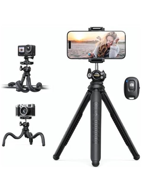 Flexible 3-in-1 iPhone Tripod with Wireless Remote for Video Recording, Vlogging, Selfies - Compatible with Samsung, GoPro, Digital Camera