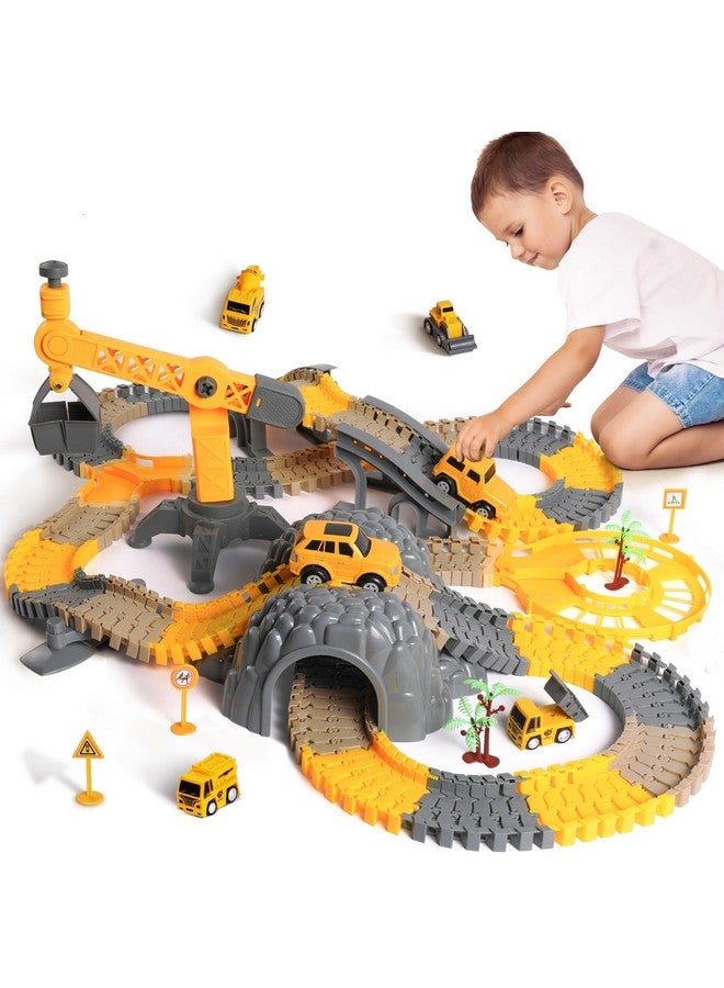 TUMAMA 249Pcs Construction Race Track Vehicle Toys For Boys And Girls, Stem Building Bendable Cars Track Sets For Toddlers 3 4 5 6 Years Old - Image 1