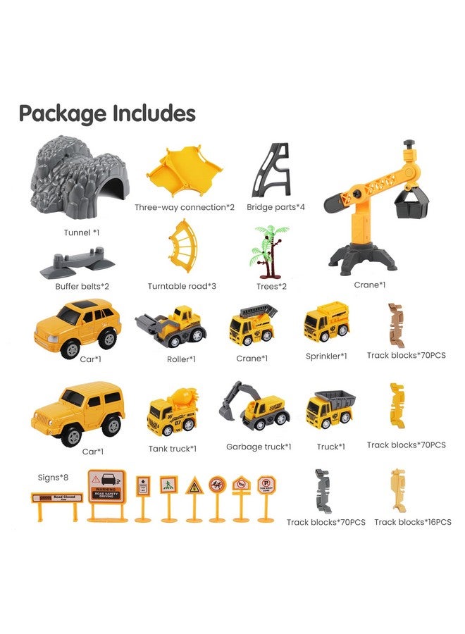 TUMAMA 249Pcs Construction Race Track Vehicle Toys For Boys And Girls, Stem Building Bendable Cars Track Sets For Toddlers 3 4 5 6 Years Old - Image 4