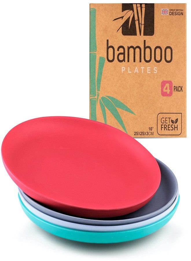 GET FRESH Bamboo Dinnerware Set - 4 Pack Bamboo Fiber Plates for Healthy Dining - Image 1