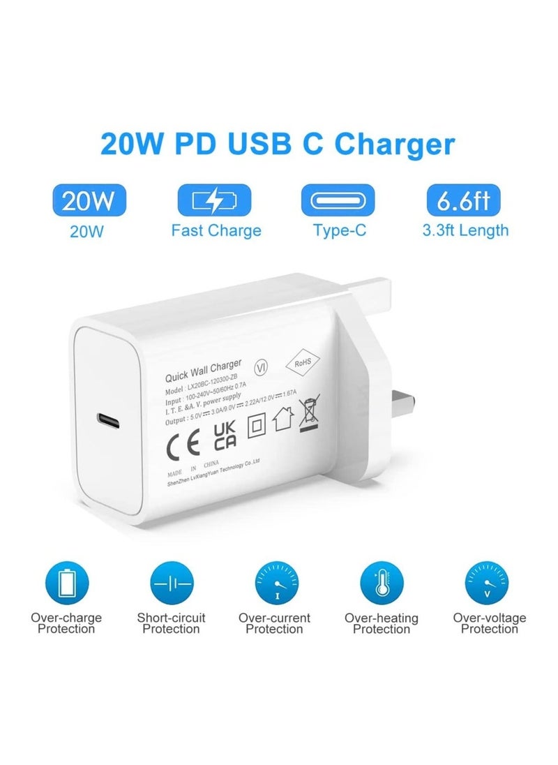 Generic - 20W Type C Fast Charger Adapter for iphone 14 pro/ 14 pro max/14/13/12/11, USB C Fast Charging Plug with Cable 1M - Image 1
