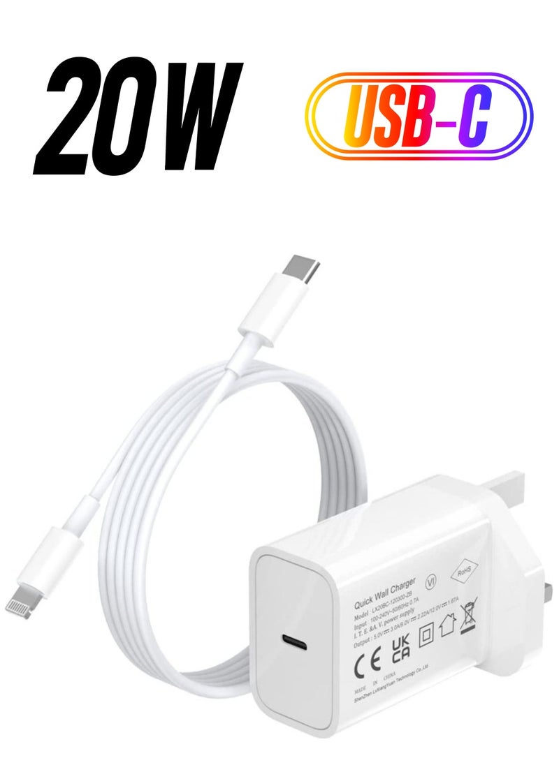 Generic - 20W Type C Fast Charger Adapter for iphone 14 pro/ 14 pro max/14/13/12/11, USB C Fast Charging Plug with Cable 1M - Image 1