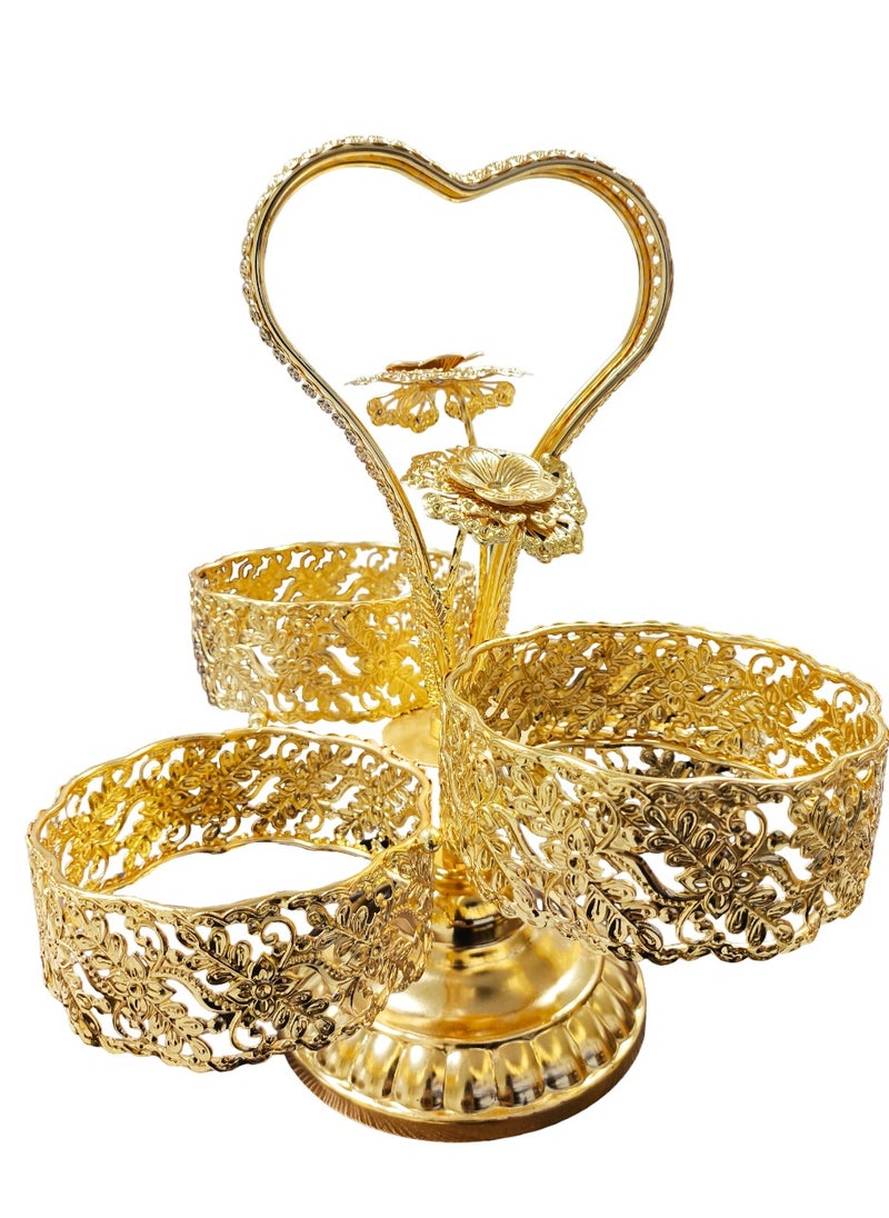 A TO Z Elegant Heart-Shaped Golden Ceramic 4 Compartment Tray Set - Traditional Arabic Design Decorative Tray for Dates, Dry Fruits, Candies & Chocolates | Perfect for Personal Use & Guest Entertaining  - Image 4