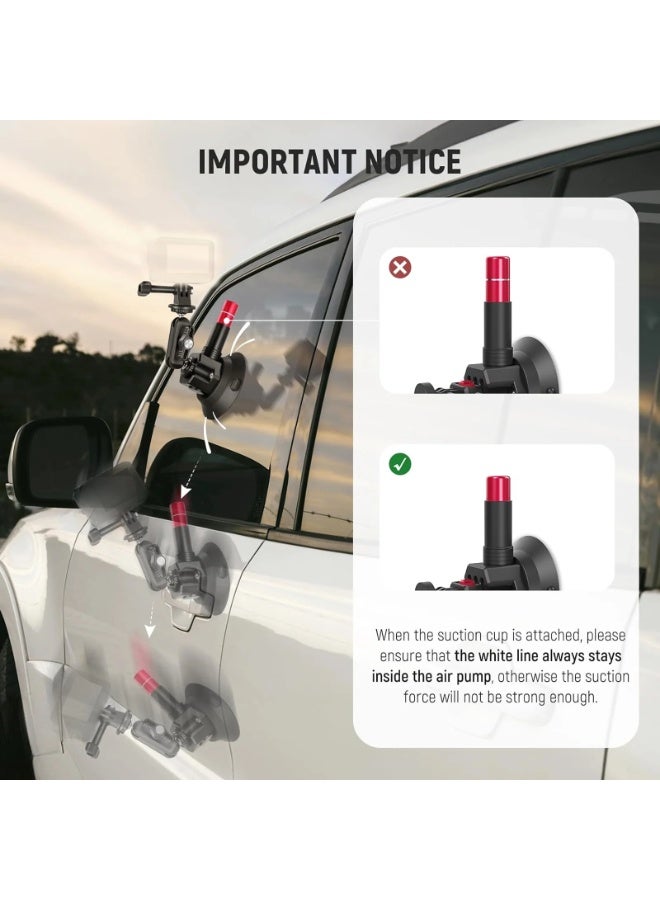 NEEWER Triple Suction Cup Car Mount with Telescopic Pole & 360° Ball Head – Heavy Duty POV Action Camera Holder for Windshield, Dashboard, Hood – Compatible with GoPro, DJI Osmo, Insta360, AKASO - Image 3