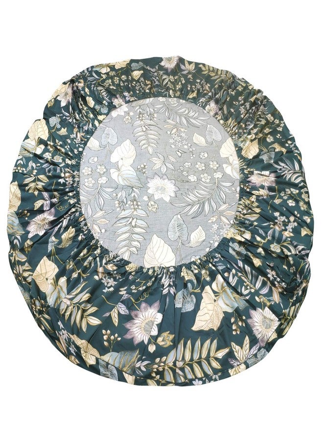 فادفاي طقم ملاءات FADFAY كوين، لون أزرق مخضر، ملاءات أنيقة بنقشة زهور استوائية وأوراق نخيل وعباد الشمس، 800 خيط، طقم ملاءات صيفية فاخر، 100% قطن مصري، جيوب عميقة، 4 قطع - مقاس كوين - Image 4