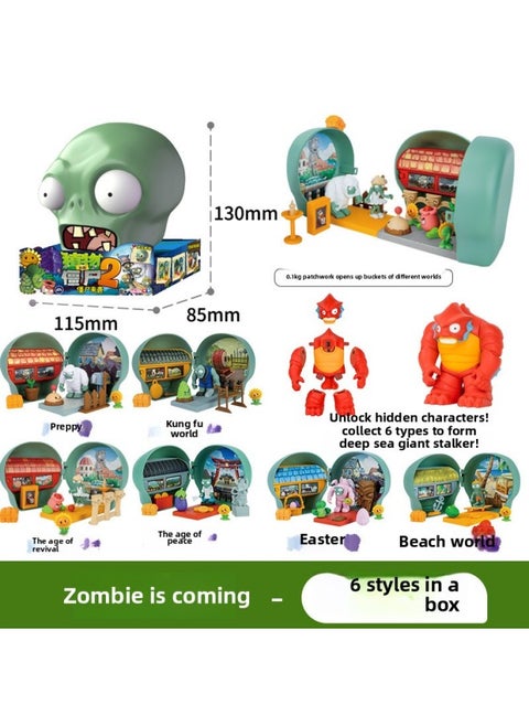 Plant Vs. Zombie 2 Zombie Attack Series Scene Desktop Blind Box Diy Assembled Battle Boy Toys Full Set-Color:The Second Bomb Is A Box Of 6 Plants Vs Zombies Without Repetition [collect 6 To Unlock Deep Sea Giant Zombies]]
