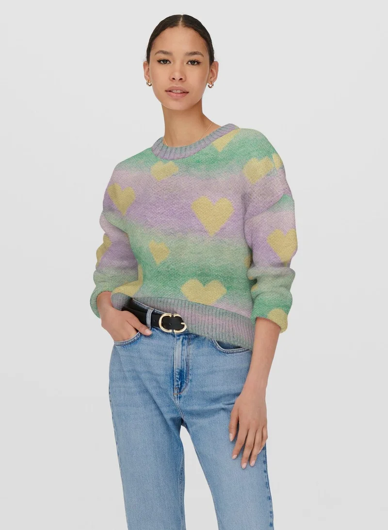 ONLY Heart Printed Sweater