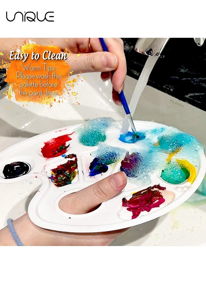 يونيك 2 قطعة صينية لوحة الطلاء البيضاوية ، لوحة صينية الطلاء البلاستيكية ، لوحة الطلاء ، لوحات صينية الطلاء منصات الطلاء مع فتحة الإبهام للبالغين والأطفال ، للرسم أو فئة الحرف اليدوية DIY ، أبيض - Image 5