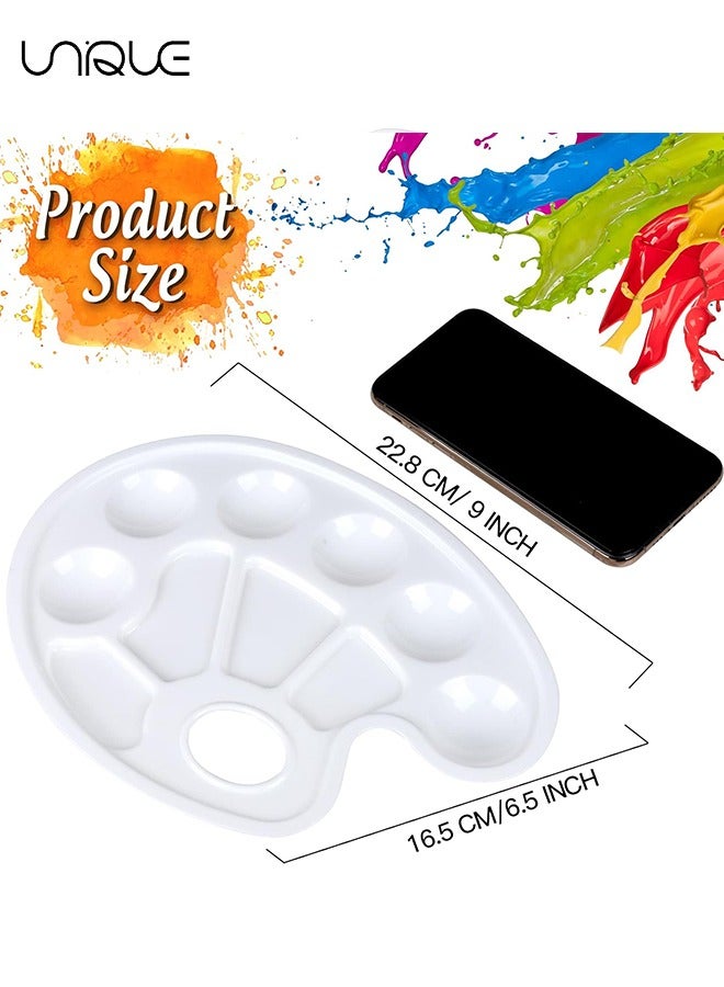 يونيك 2 قطعة صينية لوحة الطلاء البيضاوية ، لوحة صينية الطلاء البلاستيكية ، لوحة الطلاء ، لوحات صينية الطلاء منصات الطلاء مع فتحة الإبهام للبالغين والأطفال ، للرسم أو فئة الحرف اليدوية DIY ، أبيض - Image 2