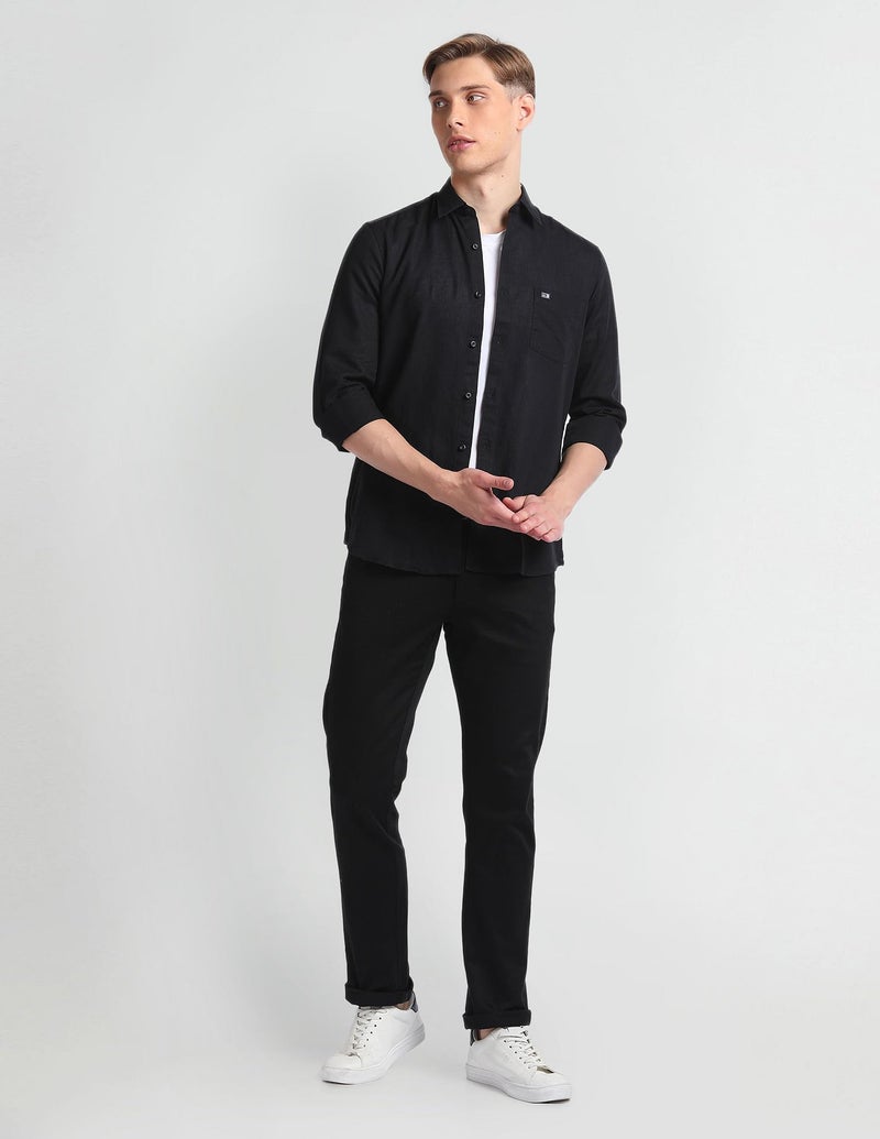 Arrow Solid Slim Fit Mens Casual Shirts - 100% Cotton, Breathable & Comfortable, Full Sleeves Shirts for Men - 39, Black - Image 4