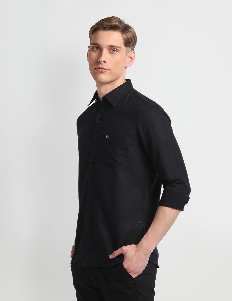 Arrow Solid Slim Fit Mens Casual Shirts - 100% Cotton, Breathable & Comfortable, Full Sleeves Shirts for Men - 39, Black - Image 5