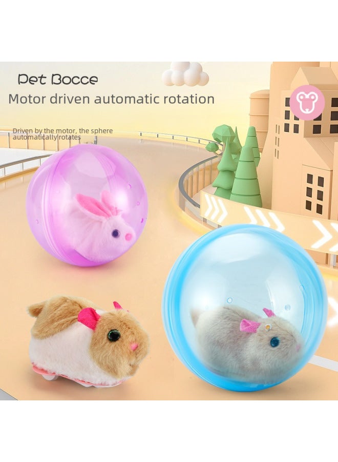 Electric Rabbit Cat Toy Rolling Ball Interactive Teasing Electronic Plush Dog Toy Bestseller-Color: Yellow Hamster Crawling Ball (pink Ball)-Specifications:With Ordinary Battery - Image 4