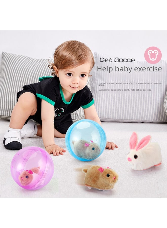 Electric Rabbit Cat Toy Rolling Ball Interactive Teasing Electronic Plush Dog Toy Bestseller-Color: Yellow Hamster Crawling Ball (pink Ball)-Specifications:With Ordinary Battery - Image 3