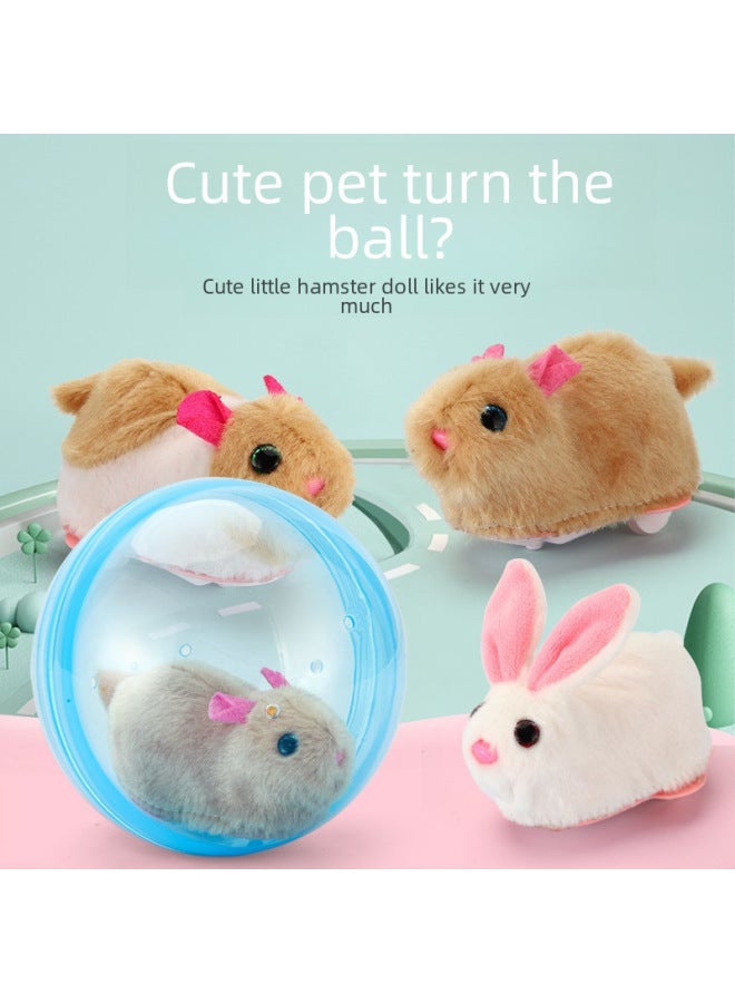 Electric Rabbit Cat Toy Rolling Ball Interactive Teasing Electronic Plush Dog Toy Bestseller-Color: Yellow Hamster Crawling Ball (pink Ball)-Specifications:With Ordinary Battery - Image 2