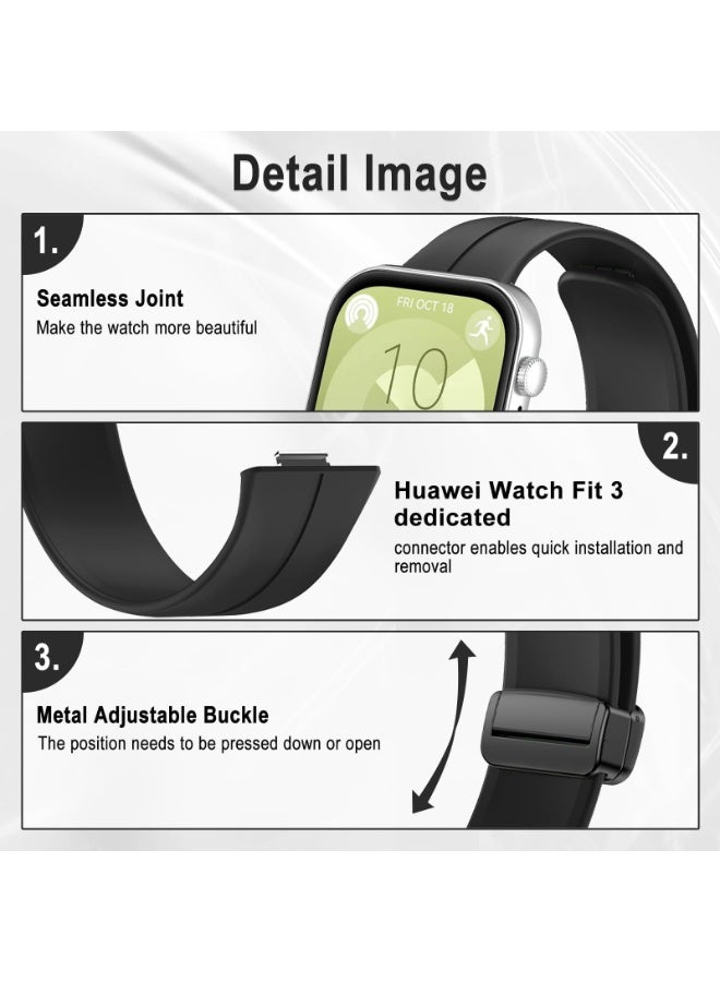 حزام مشبك مغناطيسي قابل للطي مع ملحقات لساعة هواوي الذكية Fit 3 (أسود) - Image 3