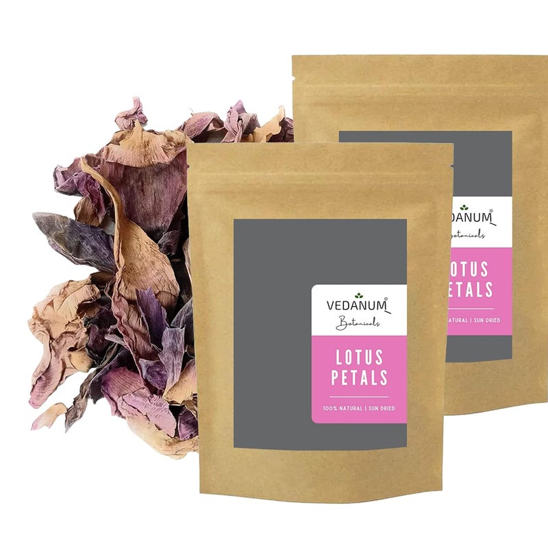 VEDANUM Vedanum Natural Sundried Handpicked Lotus Petals with flavonoids for Hair Care Skin Care and DIY Homemade Cosmetics  Combo Pack 50 Gm Each  - Image 1