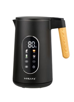 sokany Electric Kettle with Touchscreen LED Display, Stainless Steel Water Kettle,1.7 L 2200 W SK-09052 Black 