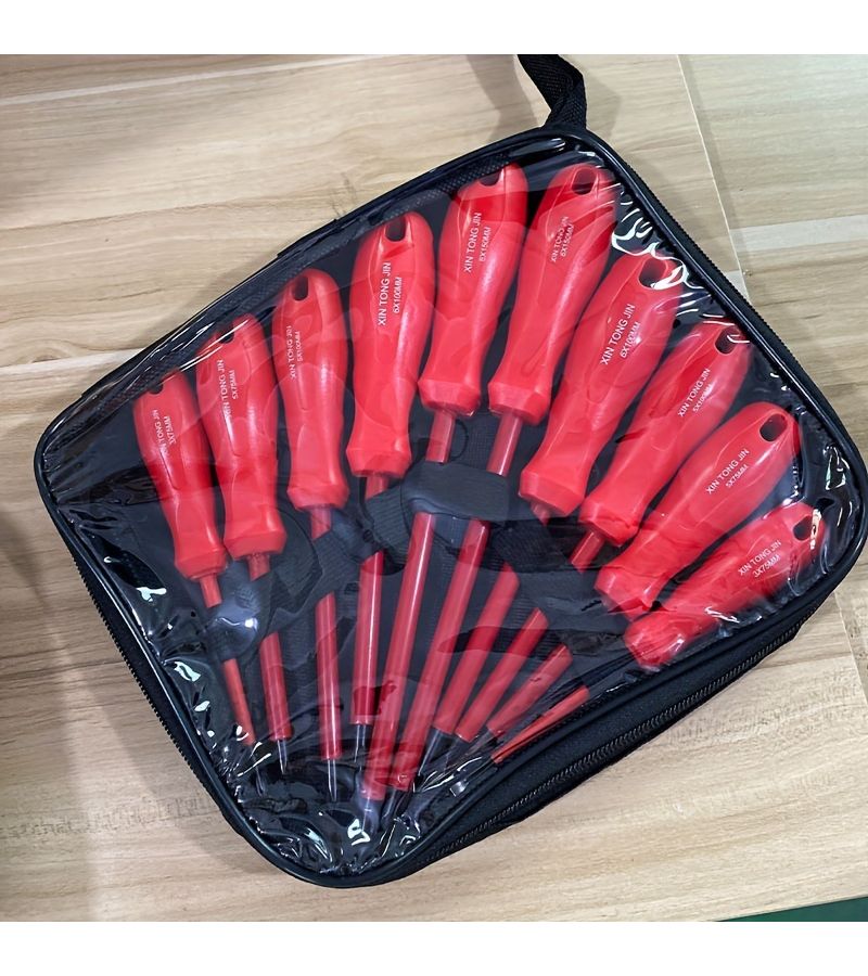 2012 10PCS Insulated Screwdriver Set Magnetic Flat Cross Bits 1000V Resistant - Image 1