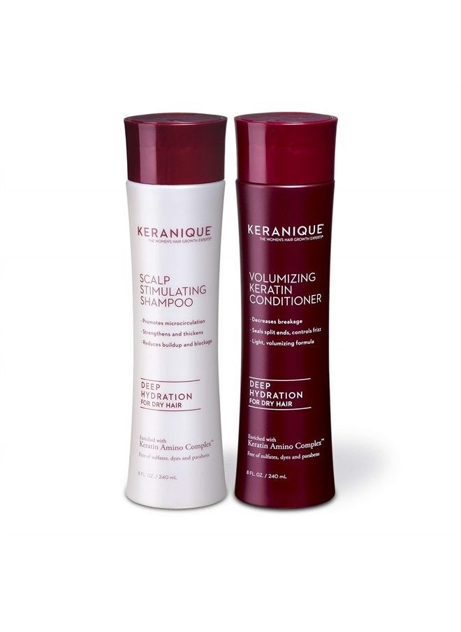 Keranique Hydrating Shampoo and Conditioner Set - Deep Hydration Hair Shampoo and Conditioner for Repairing Natural Moisture with Keratin - Sulfate-Free Intense Hydrator for Dry, Thin, Damaged Hair  - Image 1