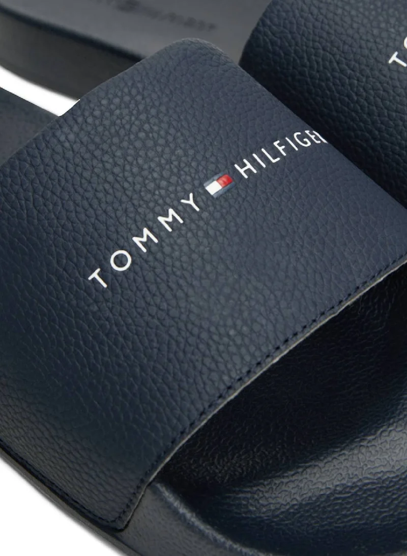 TOMMY HILFIGER Logo Pool Slides - Faux Leather