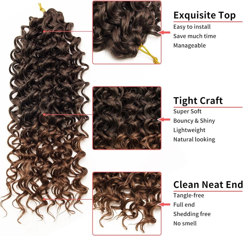 QRHSUKA شعر محبوك بنمط GoGo Curl للنساء، بتموجات مائية وشعر بشري مموج، إضافات شعر صناعية (طول 14 بوصة، عبوة تحتوي على 6 قطعات)، اللون T1B/30 - Image 3
