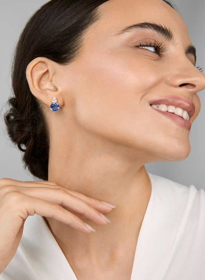 MINUTIAE 18KT Gold Plated Blue Titanic & White Pear Shape Crystal Ear Tops Stud Earring And Pendant Necklace Jewellery Set For Women and Girls - Image 2