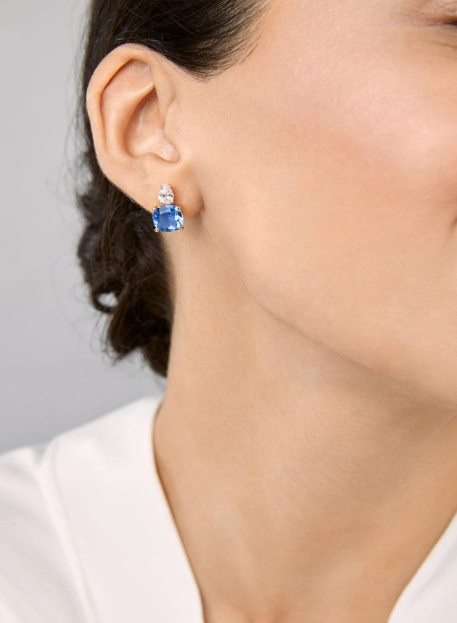 MINUTIAE 18KT Gold Plated Blue Titanic & White Pear Shape Crystal Ear Tops Stud Earring And Pendant Necklace Jewellery Set For Women and Girls - Image 4