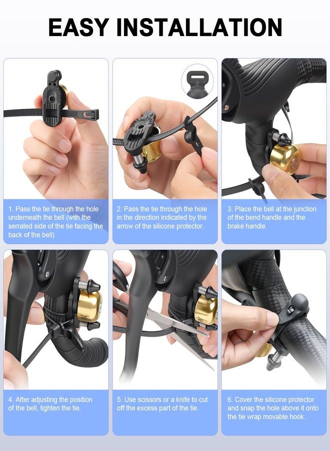 Onvian Road Bike Bell,100dB Crisp Durable Double Hammer Bicycle Bell for Adults,Waterproof Copper Case Bike Bells Universal Fit for Most Grips,Easy Installation - Image 5