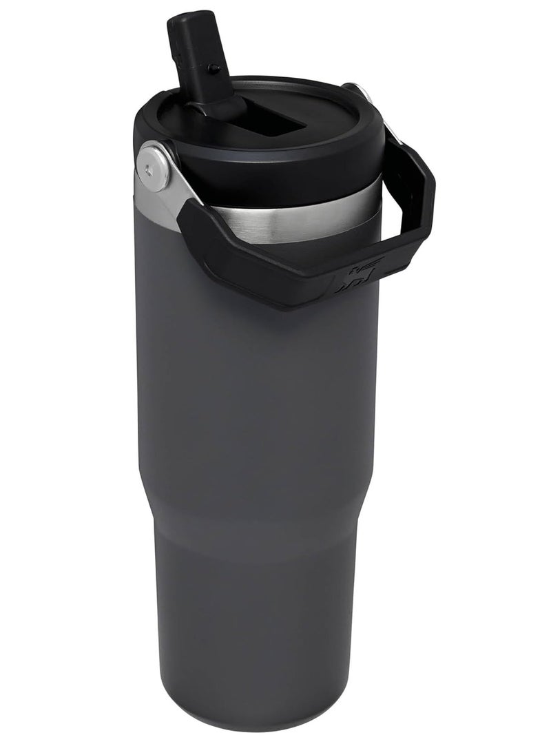Stanley - STANLEY IceFlow Flip Straw Water Bottle, 0.88L – Vacuum Insulated, Leakproof & BPA-Free – Keeps Water Cold for 12 Hours – Easy-Carry, Dishwasher Safe Stainless Steel Travel Mug (Charcoal) - Image 1