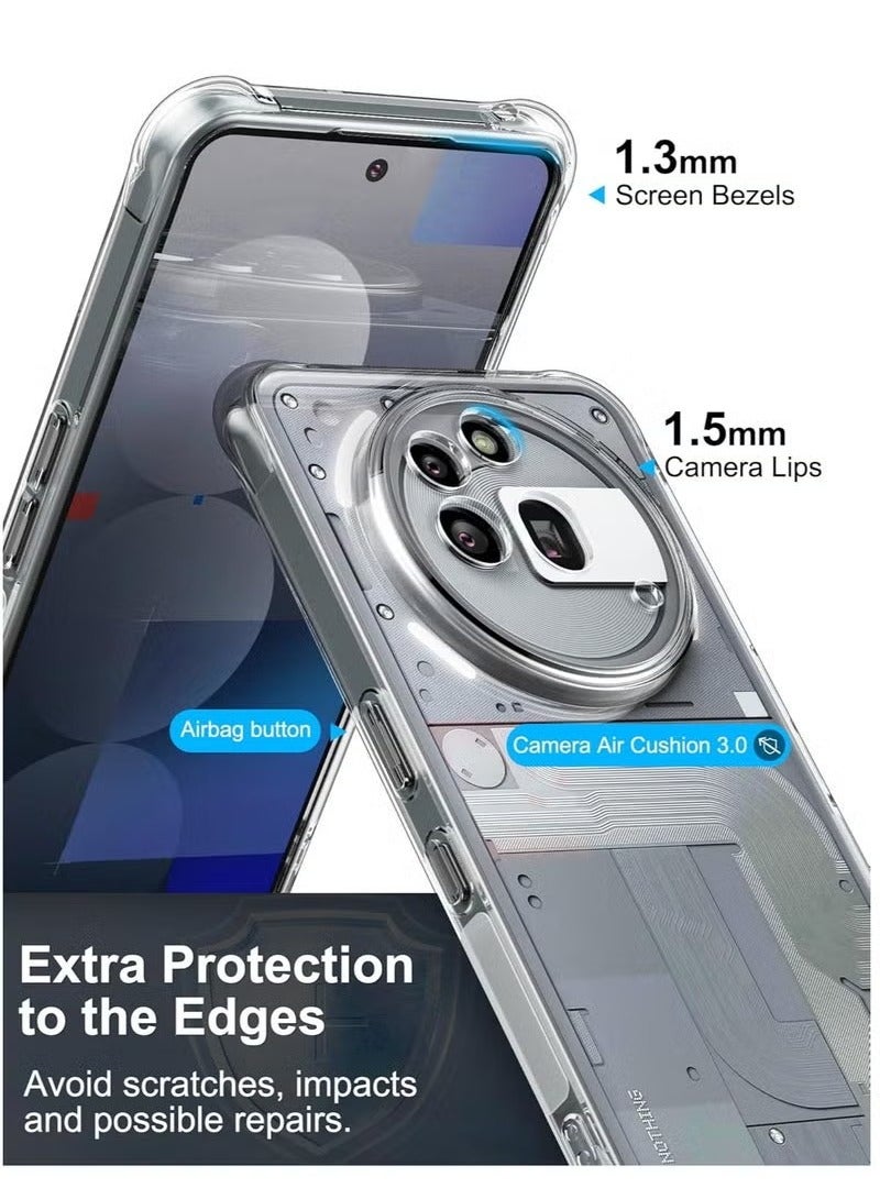 TIGER Nothing Phone 3a Pro Case Cover Soft Silicone Anti Yellowing Clear Case with 2-Pack Nothing Phone 3a Pro Screen Protector Tempered Glass Film High Transparency Anti-Scratch Glass For Nothing Phone 3a Pro - Image 2