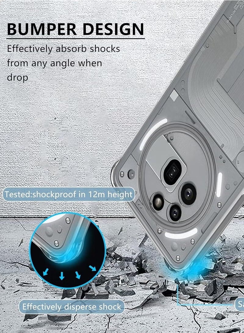 TIGER Nothing Phone 3a Pro Case Cover Soft Silicone Anti Yellowing Clear Case with 2-Pack Nothing Phone 3a Pro Screen Protector Tempered Glass Film High Transparency Anti-Scratch Glass For Nothing Phone 3a Pro - Image 3