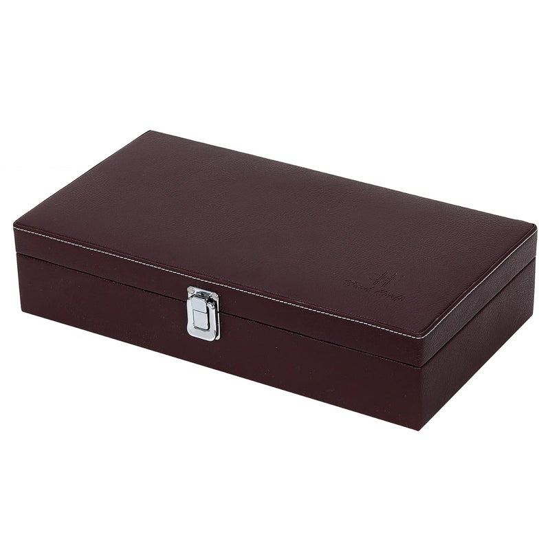 Hard Craft Watch Box Organizer Holder Jewelry Accessories Display Storage Case Watch Organiser Collection Box 12 Slots In PU Leather For Men Women (Brown) - Image 3