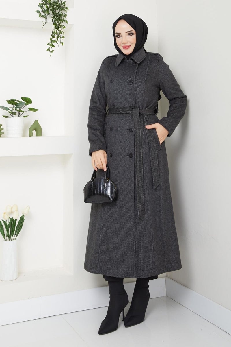 Doque Winter Women's Cashmere Coat Sports Model Double Buttoned Carboy 57038 - Image 1