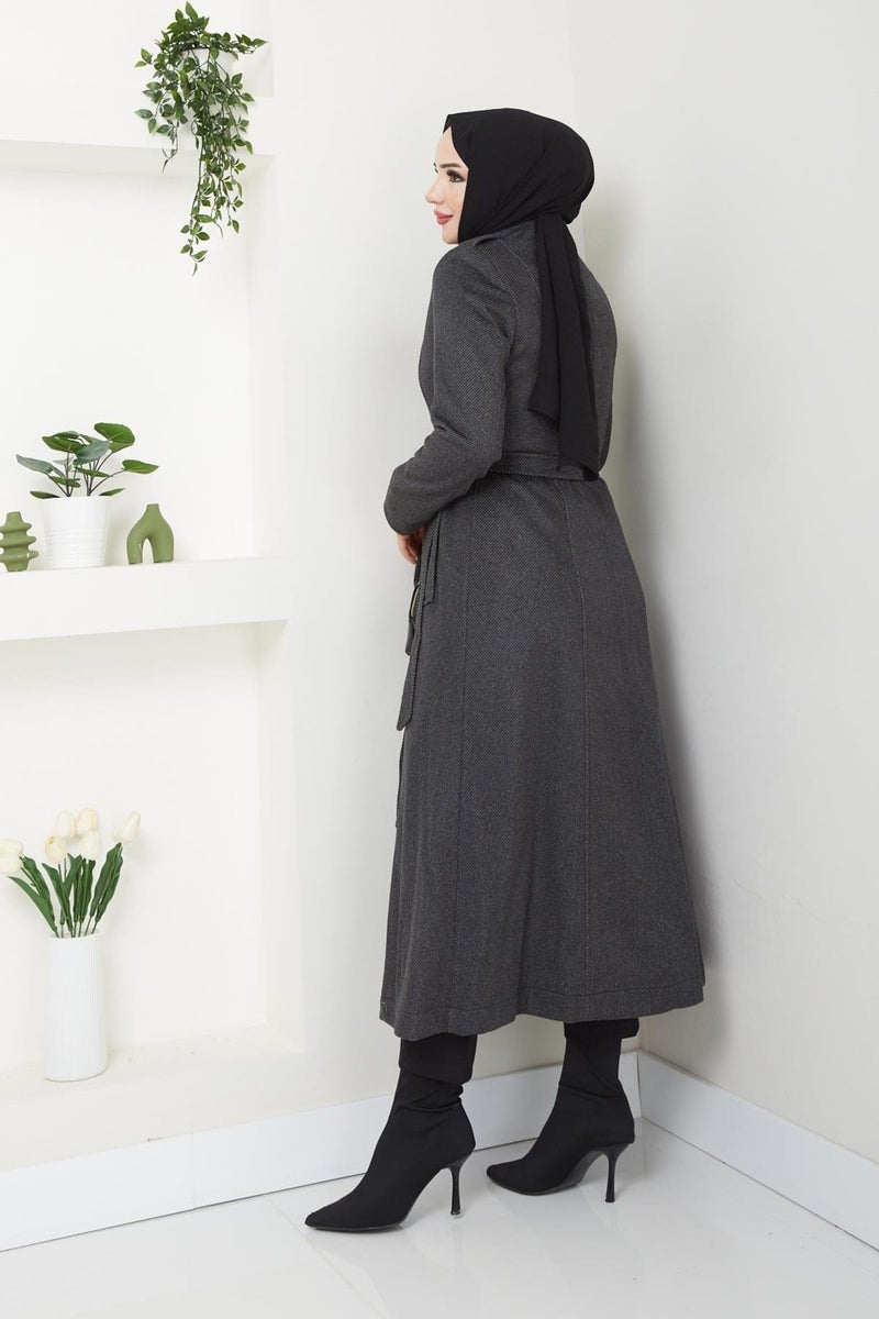 Doque Winter Women's Cashmere Coat Sports Model Double Buttoned Carboy 57038 - Image 4