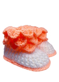 Braidise Creations Toddler Shoes for Girls In Orange Color (3 inch sole)Toddler Shoes for Girls In Orange Color Crochet Made Using Crocodile Stitch (3 inch sole)  - Image 4