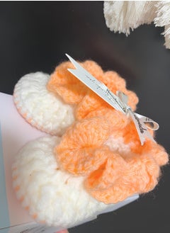 Braidise Creations Toddler Shoes for Girls In Orange Color (3 inch sole)Toddler Shoes for Girls In Orange Color Crochet Made Using Crocodile Stitch (3 inch sole)  - Image 2