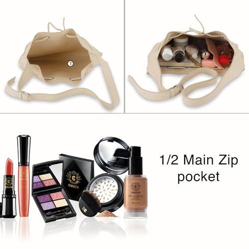 SIBY Top Handle Bag Set - PU Material,Waterproof - Spacious Design with Small Purse - Ideal for Daily Use and Special Occasions (Beige) - Image 4