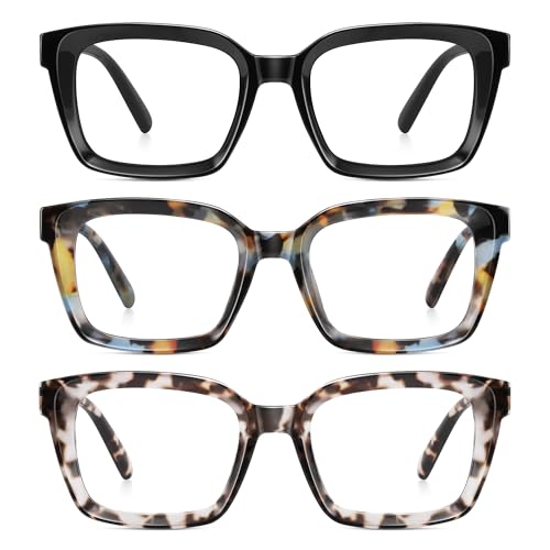 XVXV Reading Glasses for Women Men - Blue Light Blocking Readers Oversize Square Anti Glare with Spring Hinge(3Pack*Mix3,1.25X) - Image 1